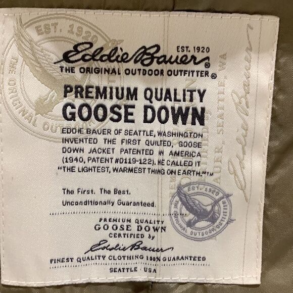 EDDIE BAUER down jacket premium goose down quilted snap pockets vents women S - Picture 4 of 12
